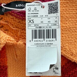 Mango Women's Vibrant Orange and Pink Cardigan